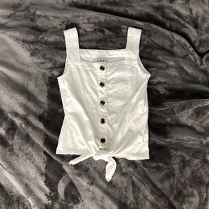 Sleeve-less Button-down Tie-knot Tank Top